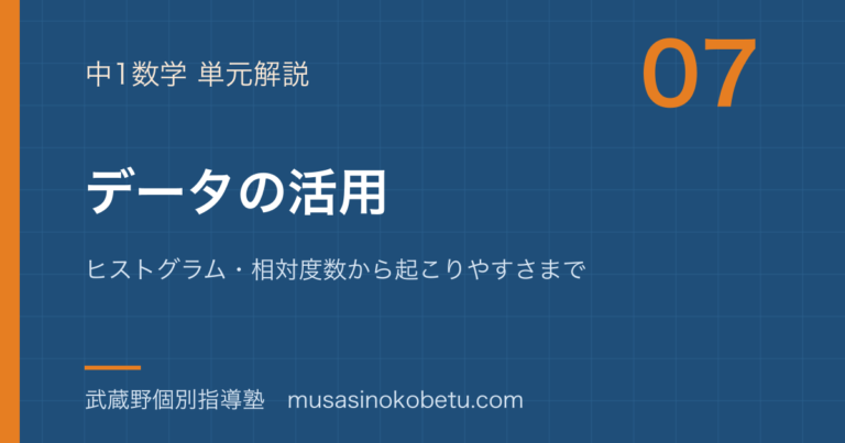 【中1数学】データの活用を図解で総まとめ—ヒストグラム・相対度数から起こりやすさまでのアイキャッチ