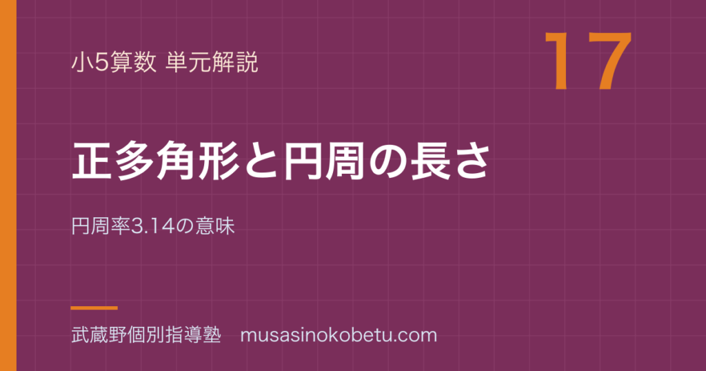 小5算数正多角形と円周の長さを図解で総まとめ円周率314の意味のアイキャッチ | 武蔵野個別指導塾 【小5算数】正多角形と円周の長さを図解で総まとめ—円周率3.14の意味のアイキャッチ 武蔵野個別指導塾