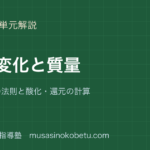 中2理科化学変化と質量を図解で総まとめ質量保存の法則と酸化還元の計算のアイキャッチ | 武蔵野個別指導塾 【中2理科】化学変化と質量を図解で総まとめ—質量保存の法則と酸化・還元の計算のアイキャッチ 武蔵野個別指導塾