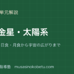 中3理科月と金星太陽系を図解で総まとめ満ち欠け日食月食から宇宙の広がりまでのアイキャッチ | 武蔵野個別指導塾 【中3理科】月と金星・太陽系を図解で総まとめ—満ち欠け・日食・月食から宇宙の広がりまでのアイキャッチ 武蔵野個別指導塾