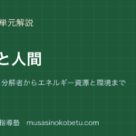 中3理科自然と人間を図解で総まとめ食物連鎖分解者からエネルギー資源と環境までのアイキャッチ | 武蔵野個別指導塾 【中3理科】自然と人間を図解で総まとめ—食物連鎖・分解者からエネルギー資源と環境までのアイキャッチ 武蔵野個別指導塾