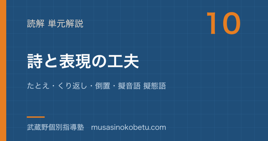 小学国語詩と表現の工夫を図解で総まとめたとえくり返し倒置擬音語 擬態語のアイキャッチ | 武蔵野個別指導塾 【小学国語】詩と表現の工夫を図解で総まとめ—たとえ・くり返し・倒置・擬音語 擬態語のアイキャッチ 武蔵野個別指導塾