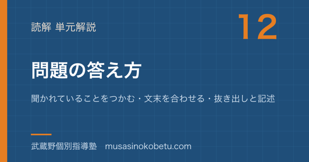 小学国語 読解問題の答え方を図解で総まとめ聞かれていることをつかむ文末を合わせる抜き出しと記述のアイキャッチ | 武蔵野個別指導塾 【小学国語 読解】問題の答え方を図解で総まとめ—聞かれていることをつかむ・文末を合わせる・抜き出しと記述のアイキャッチ 武蔵野個別指導塾