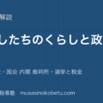 小6社会わたしたちのくらしと政治を図解で総まとめ日本国憲法国会 内閣 裁判所選挙と税金のアイキャッチ | 武蔵野個別指導塾 【小6社会】わたしたちのくらしと政治を図解で総まとめ—日本国憲法・国会 内閣 裁判所・選挙と税金のアイキャッチ 武蔵野個別指導塾