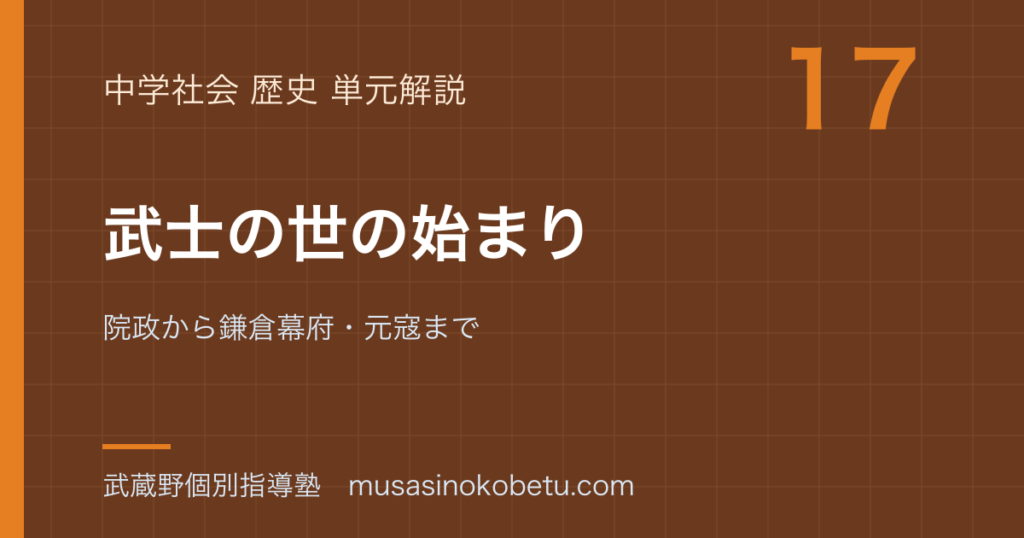 中学歴史武士の世の始まりを図解で総まとめ院政から鎌倉幕府元寇までのアイキャッチ | 武蔵野個別指導塾 【中学歴史】武士の世の始まりを図解で総まとめ—院政から鎌倉幕府・元寇までのアイキャッチ 武蔵野個別指導塾