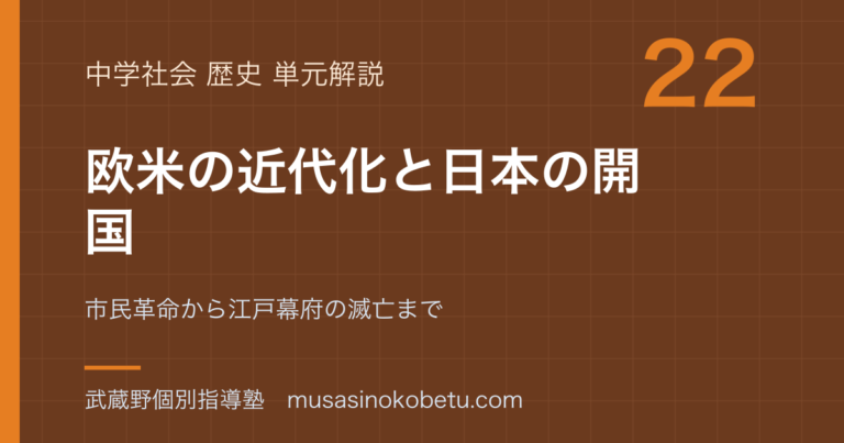 【中学歴史】欧米の近代化と日本の開国を図解で総まとめ—市民革命から江戸幕府の滅亡までのアイキャッチ