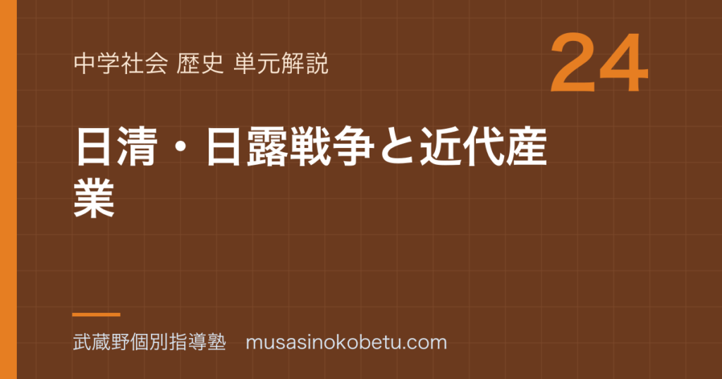 中学歴史日清日露戦争と近代産業を図解で総まとめのアイキャッチ | 武蔵野個別指導塾 【中学歴史】日清・日露戦争と近代産業を図解で総まとめのアイキャッチ 武蔵野個別指導塾