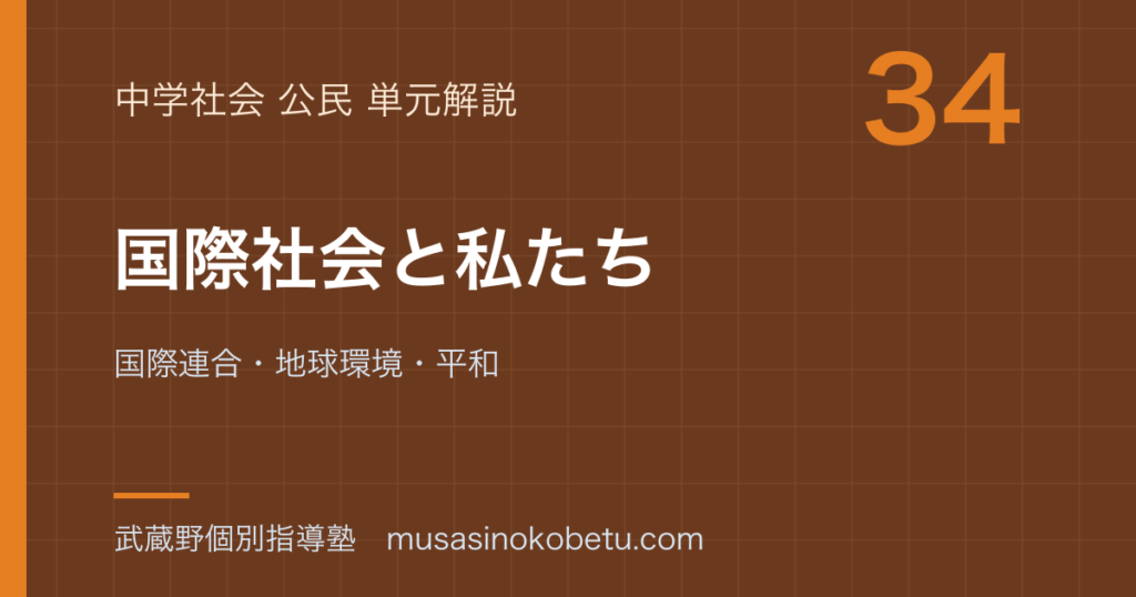 中学公民国際社会と私たちを図解で総まとめ国際連合地球環境平和のアイキャッチ | 武蔵野個別指導塾 【中学公民】国際社会と私たちを図解で総まとめ—国際連合・地球環境・平和のアイキャッチ 武蔵野個別指導塾