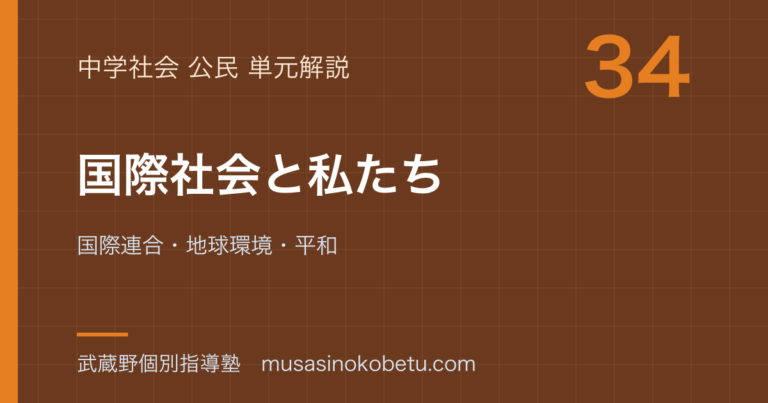 【中学公民】国際社会と私たちを図解で総まとめ—国際連合・地球環境・平和のアイキャッチ