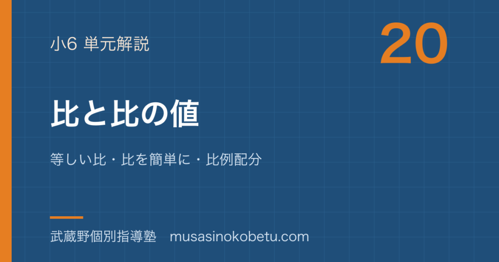 【小6算数】比と比の値を図解で総まとめ—等しい比・比を簡単に・比例配分のアイキャッチ 武蔵野個別指導塾